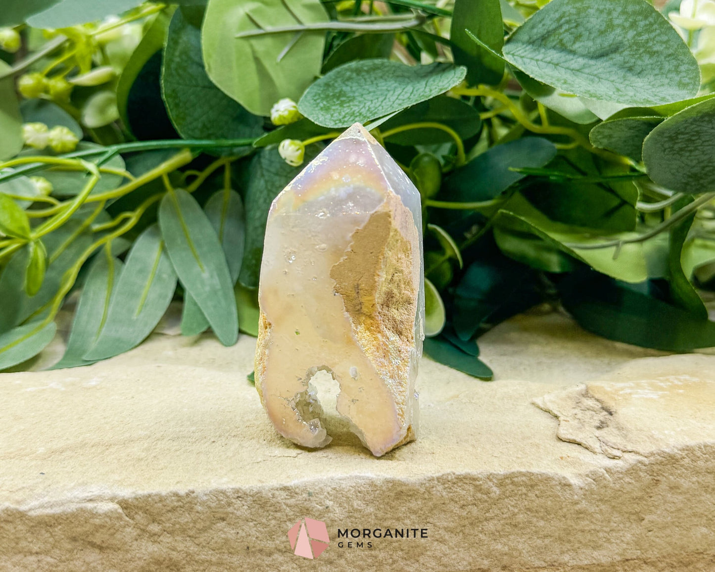 Angel Aura Sphalerite Druzy Obelisk Tower No. 2 – 2.9″ × 1.5″ × 1″ | 106 g Iridescent Tower - Metaphysical Crystals