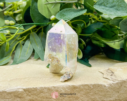 Angel Aura Sphalerite Druzy Obelisk Tower No. 2 – 2.9″ × 1.5″ × 1″ | 106 g Iridescent Tower - Metaphysical Crystals