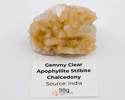 Apophyllite Stilbite Specimens - Gemmy Clear Apophyllite Stilbite Chalcedony 98g