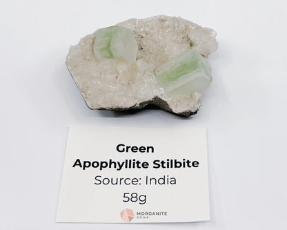 Apophyllite Stilbite Specimens - Green Apophyllite Stilbite 58g