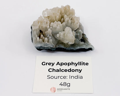 Apophyllite Stilbite Specimens - Grey Apophyllite Chalcedony 48g