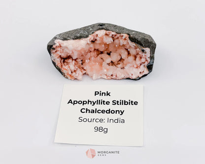 Apophyllite Stilbite Specimens - Pink Apophyllite Stilbite Chalcedony 98g
