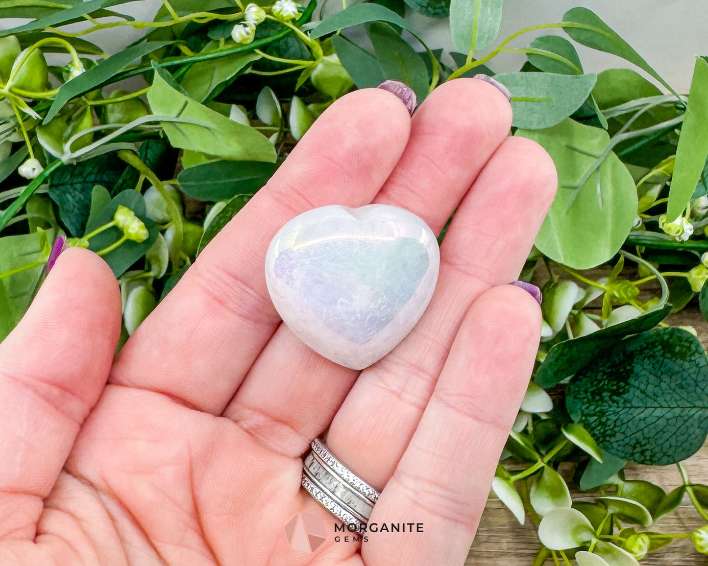 Aqua Aura Quartz Heart – 30mm Hand-Polished Crystal for Healing & Energy - Metaphysical Crystals