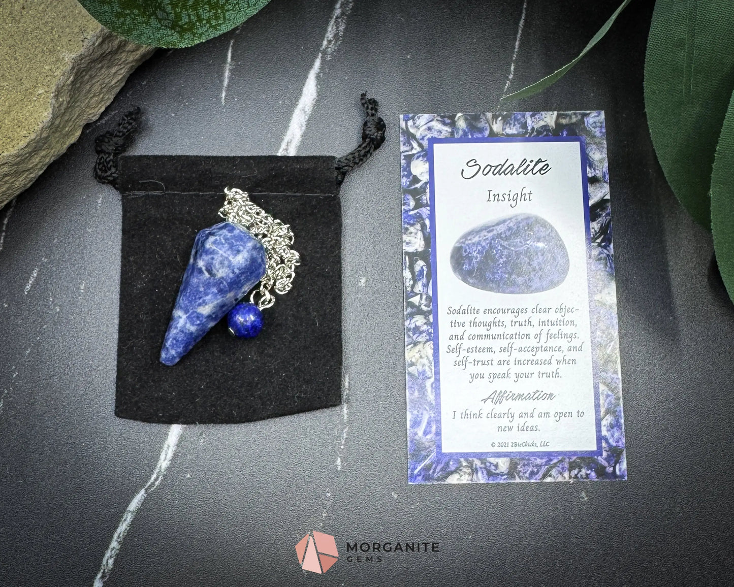 Aquarius Pendulum Set – Astrology Divination Kit with Crystal Pendulum Zodiac Mat Gift Box & Mindset Prompts - Sodalite