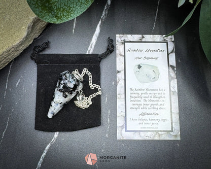Aquarius Pendulum Set – Astrology Divination Kit with Crystal Pendulum Zodiac Mat Gift Box & Mindset Prompts - Rainbow