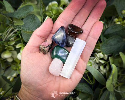 Scorpio Zodiac Crystal Set | 6 Gemstones + Selenite Spiral Cage & Gift Box - Metaphysical Crystals