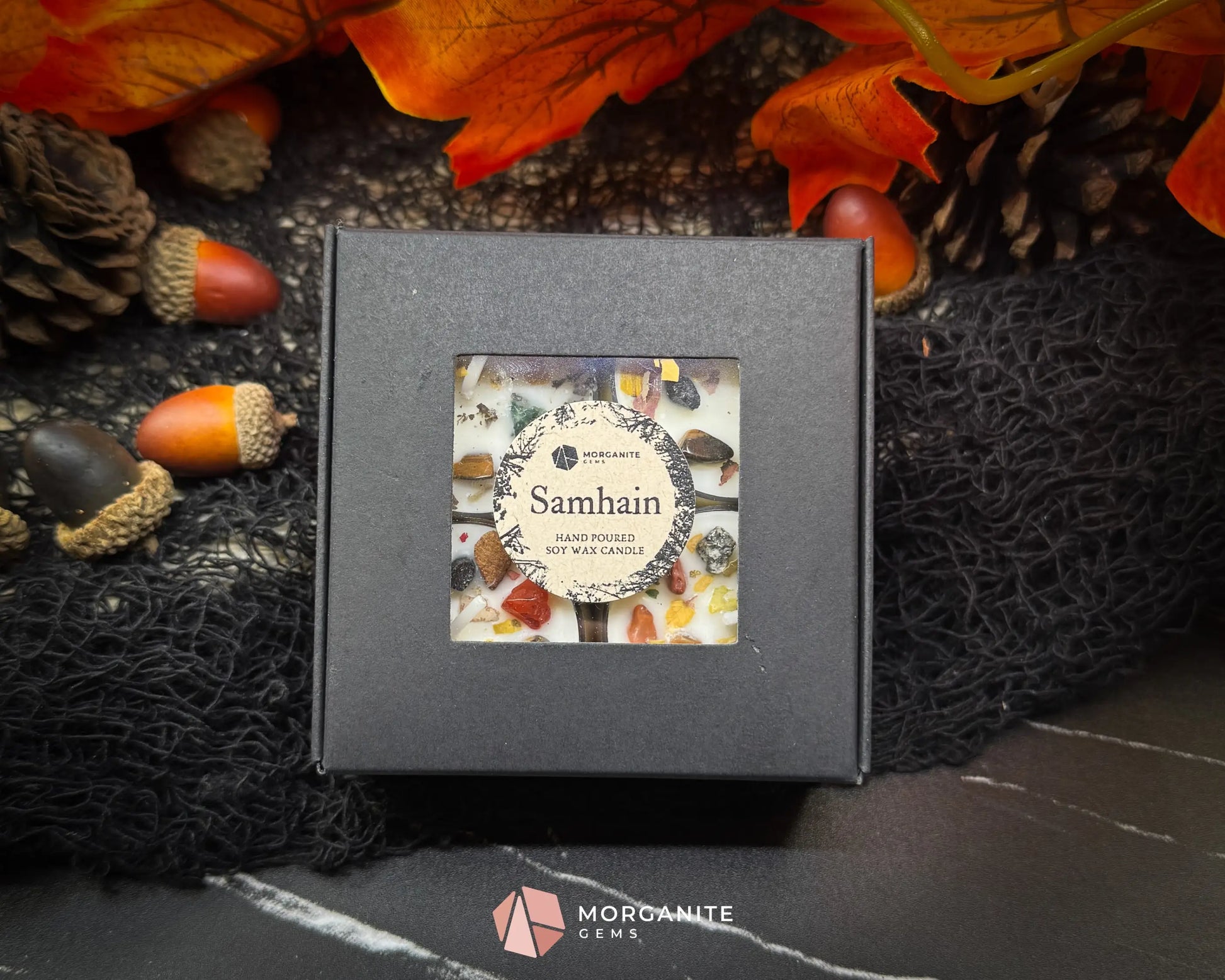Samhain Candle Collection – Choose Your Size | Soy Candles with Crystals & Herbs | Fall Witchy Decor & Ritual Candles