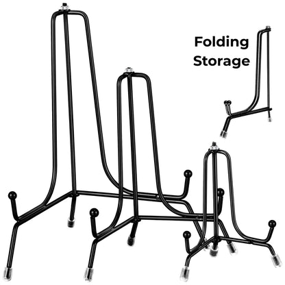 Black Iron Display Easel Stand – Anti-Slip Plate & Picture Frame Holder for Tabletop Display (4’’ 6’’ & 8’’ Options)