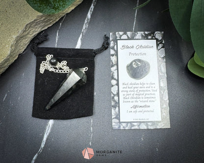 Black Obsidian Pendulum for Protection Grounding & Energy Clearing - Metaphysical Crystals