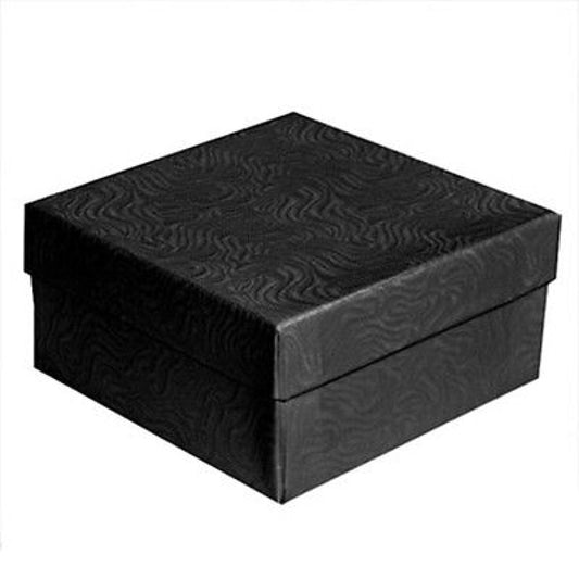 Black Swirl Cotton Filled Jewelry Packaging Gift Boxes 3 1/2" x 3 1/2" x 2"-Morganite Gems