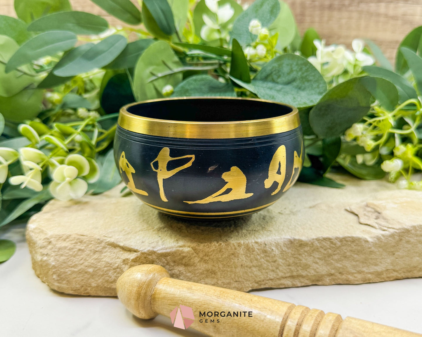 Black Tibetan Meditation Yoga Singing Bowl – 4″ Solid Brass with Dark Finish - Home & Living