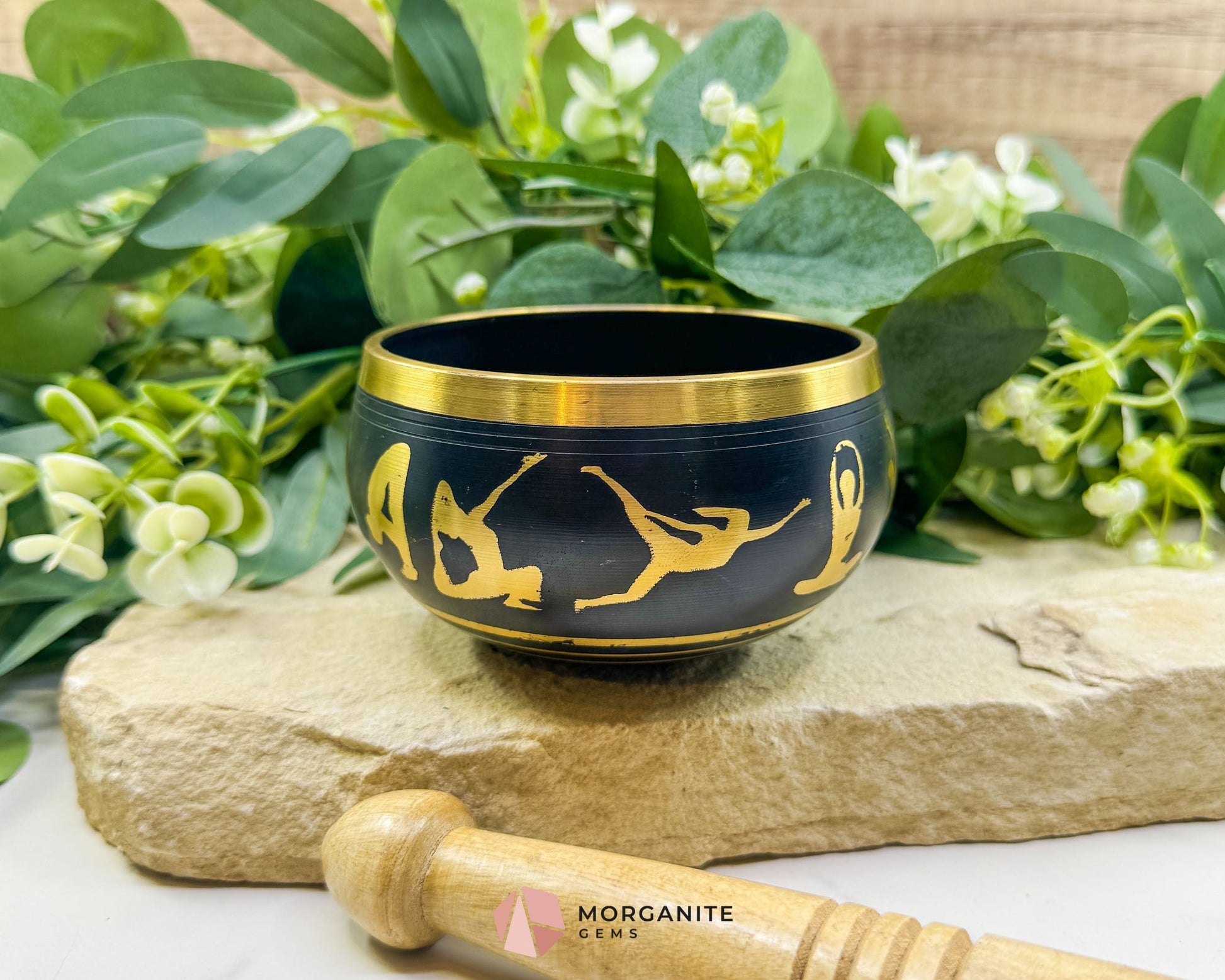 Black Tibetan Meditation Yoga Singing Bowl – 4″ Solid Brass with Dark Finish - Home & Living