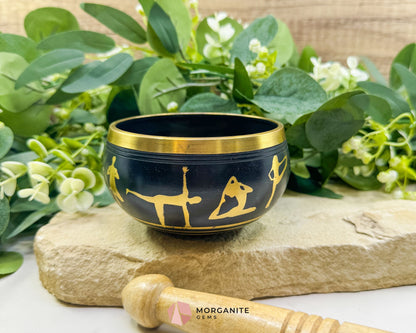 Black Tibetan Meditation Yoga Singing Bowl – 4″ Solid Brass with Dark Finish - Home & Living