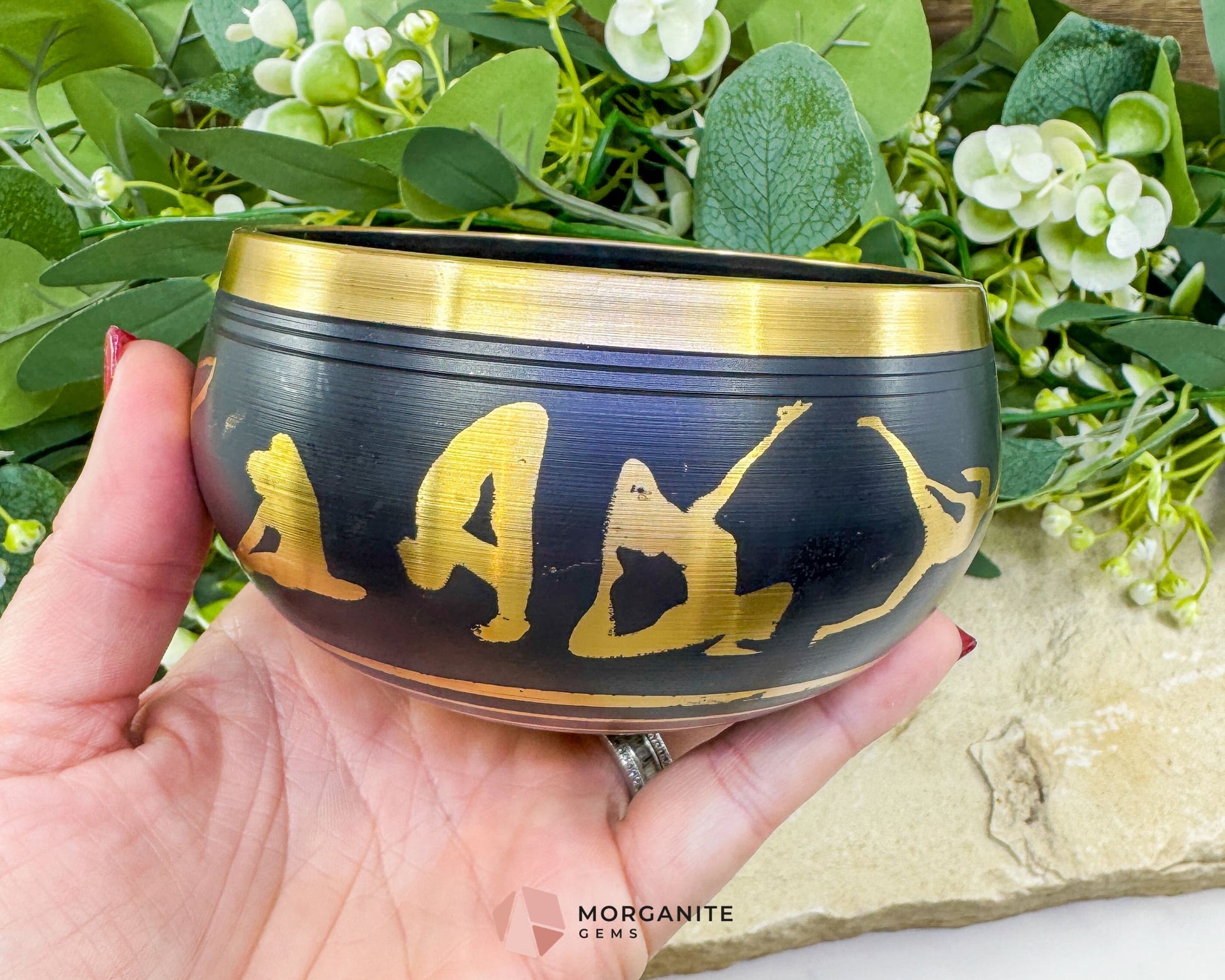 Black Tibetan Meditation Yoga Singing Bowl – 4″ Solid Brass with Dark Finish - Home & Living