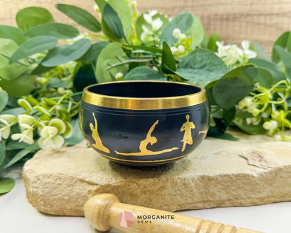 Black Tibetan Meditation Yoga Singing Bowl – 4″ Solid Brass with Dark Finish - Home & Living