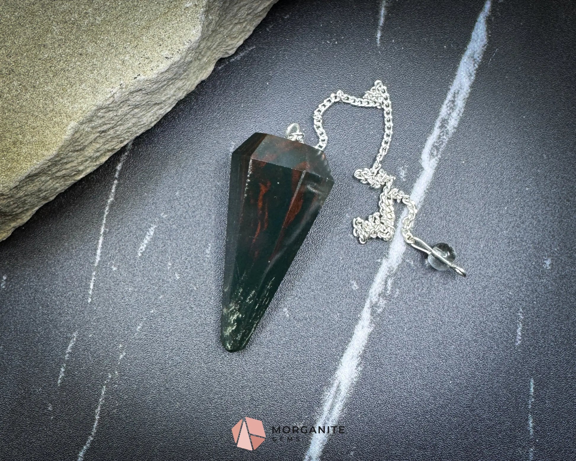 Bloodstone Crystal Pendulum for Strength Grounding & Vitality - Metaphysical Crystals