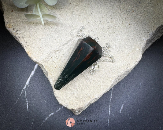 Bloodstone Crystal Pendulum for Strength Grounding & Vitality - Metaphysical Crystals