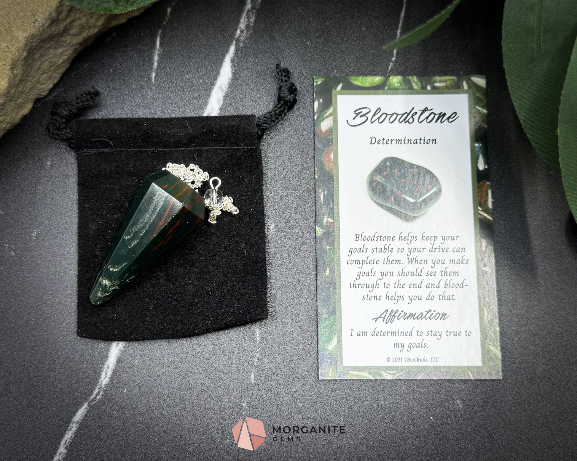 Bloodstone Crystal Pendulum for Strength Grounding & Vitality - Metaphysical Crystals