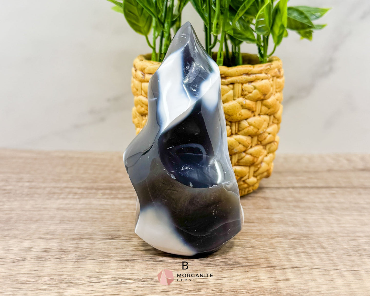 Blue Agate Flame – Polished Crystal for Elegance and Energy-Morganite Gems