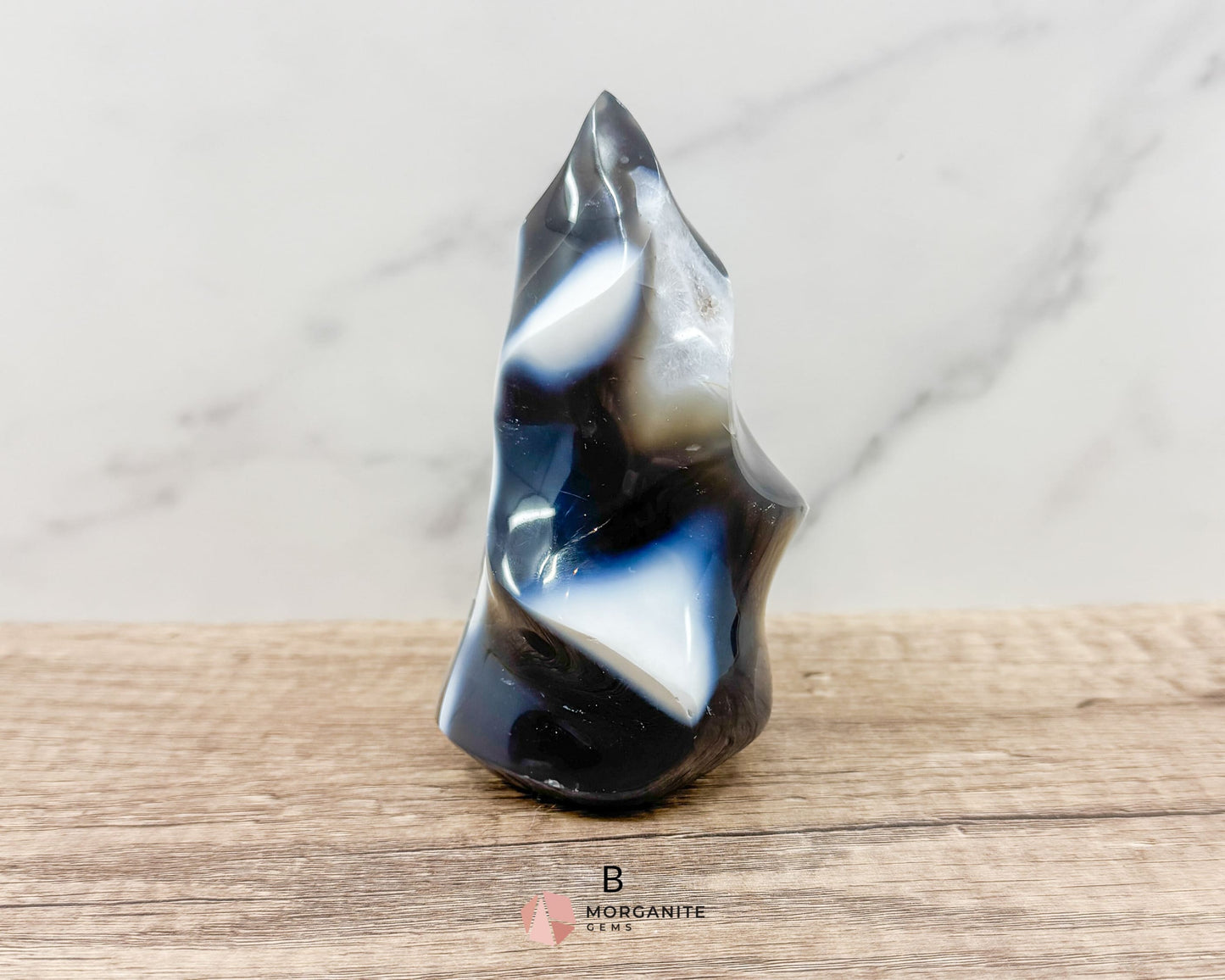 Blue Agate Flame – Polished Crystal for Elegance and Energy-Morganite Gems