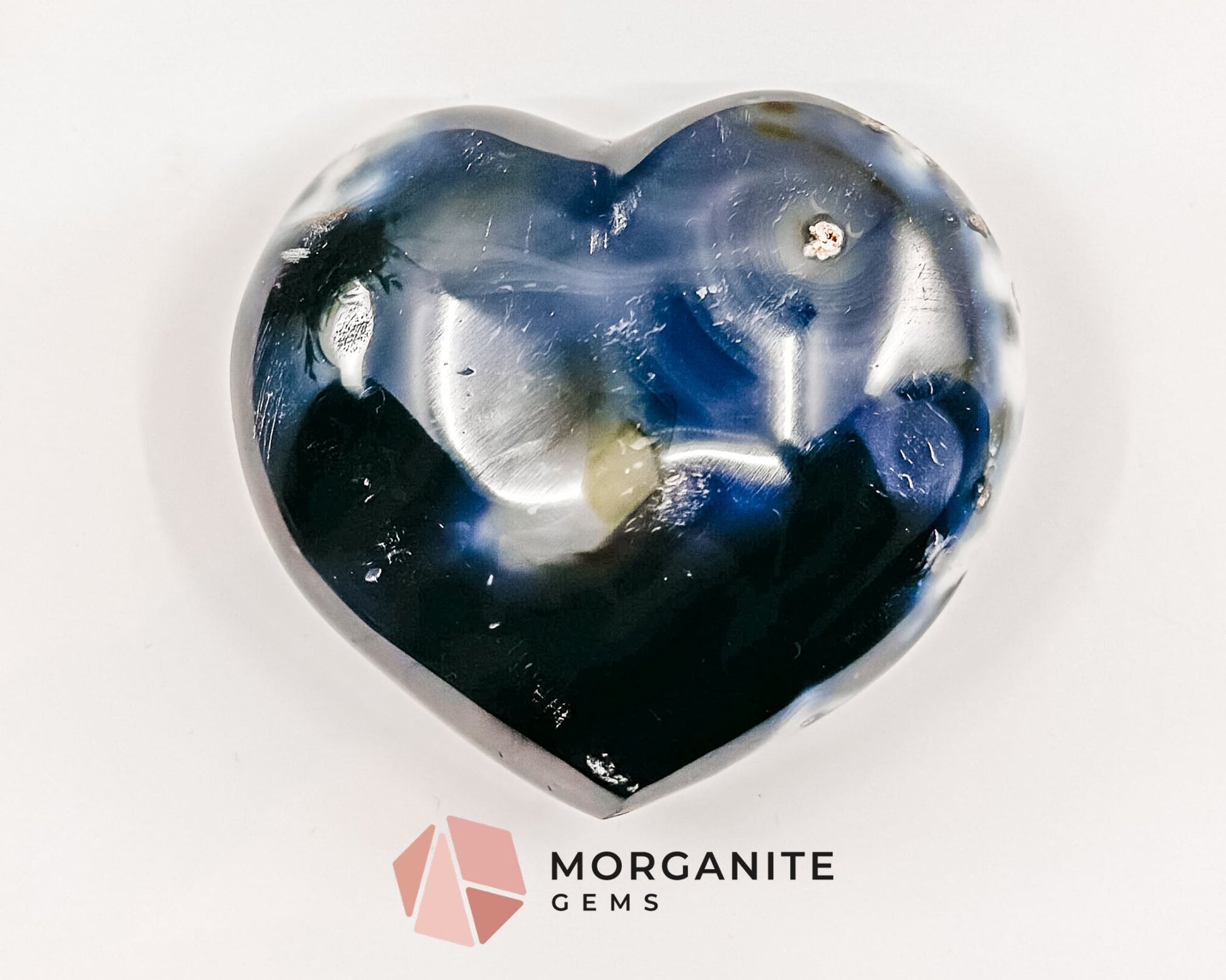 Blue and White Orca Agate – Unique Polished Agate for Balance and Grounding-Morganite Gems