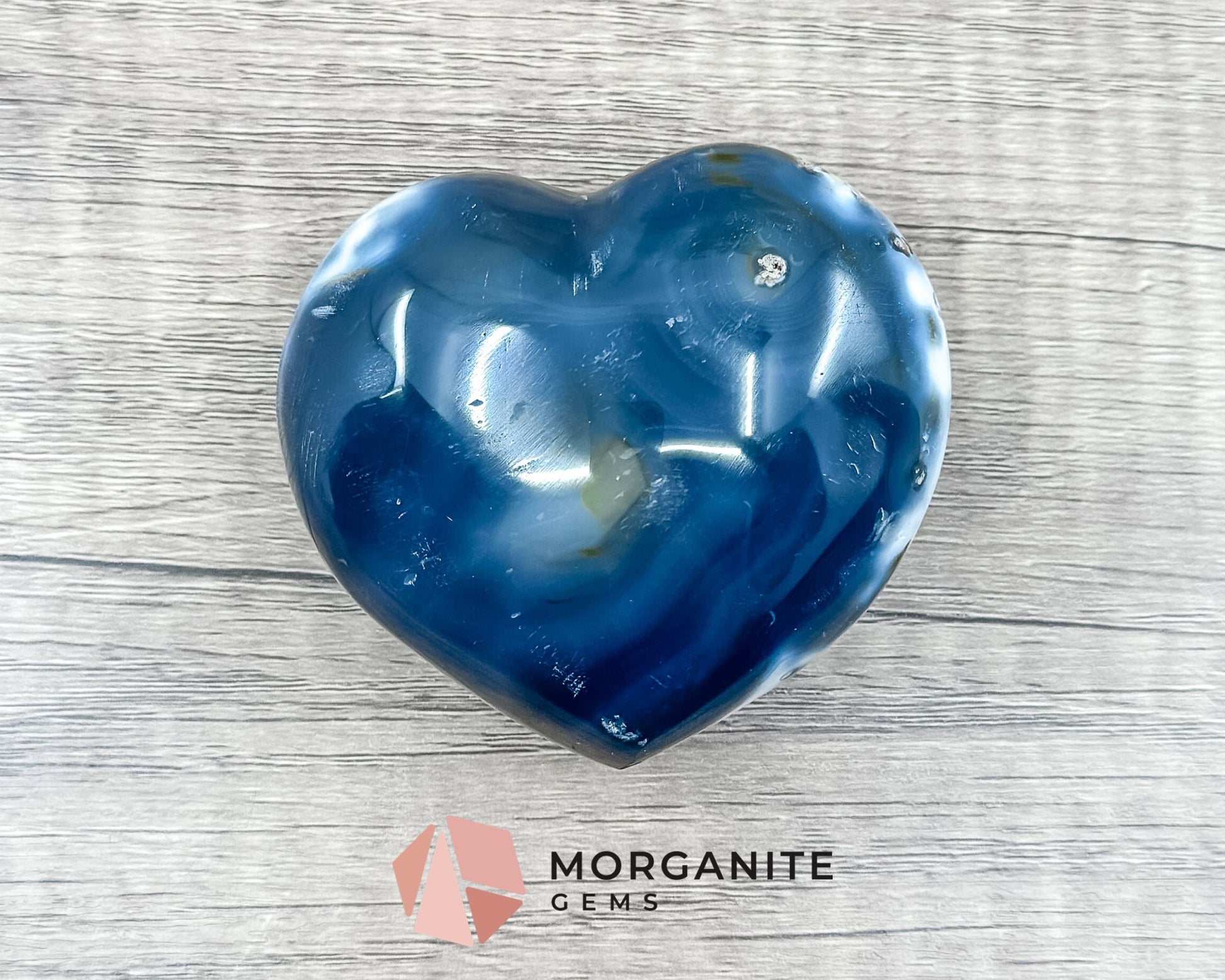 Blue and White Orca Agate – Unique Polished Agate for Balance and Grounding-Morganite Gems