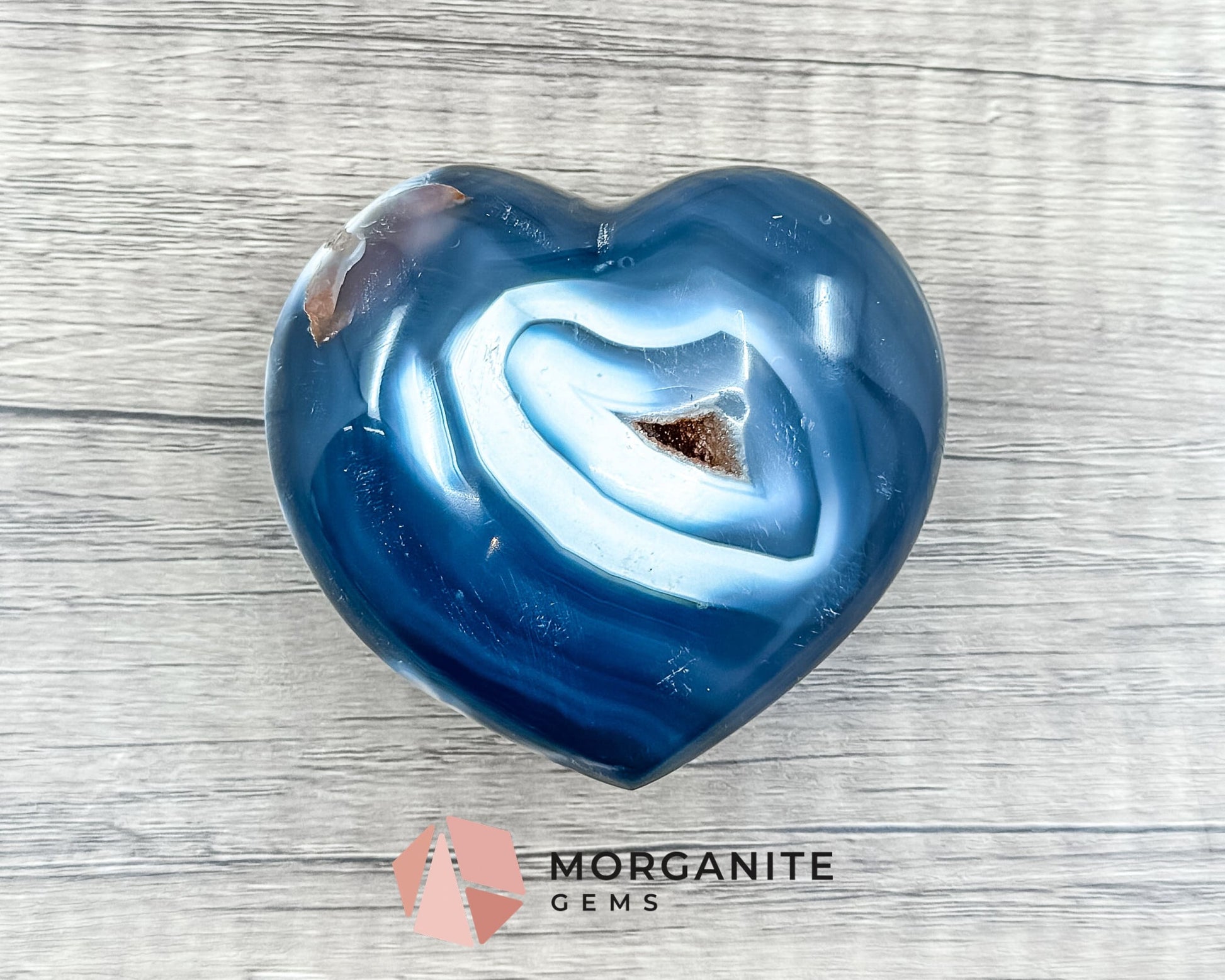 Blue and White Orca Agate – Unique Polished Agate for Balance and Grounding-Morganite Gems