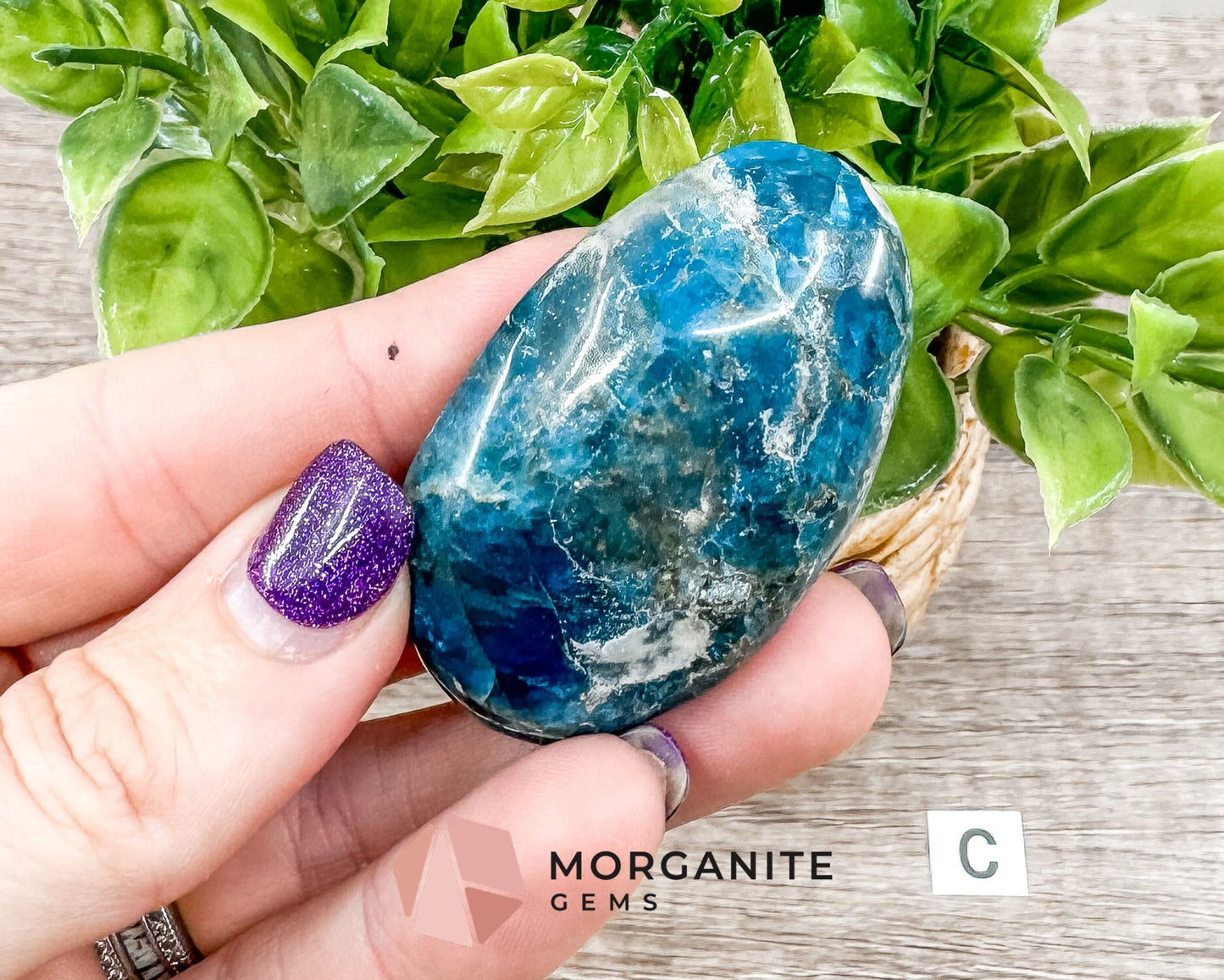 Blue Apatite Palm Stone – Crystal for Inspiration, Clarity, and Manifestation-Morganite Gems