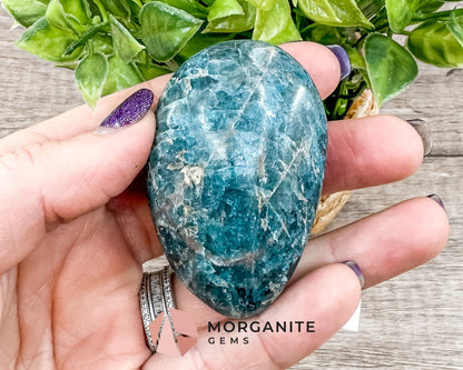 Blue Apatite Palm Stone – Crystal for Inspiration, Clarity, and Manifestation-Morganite Gems