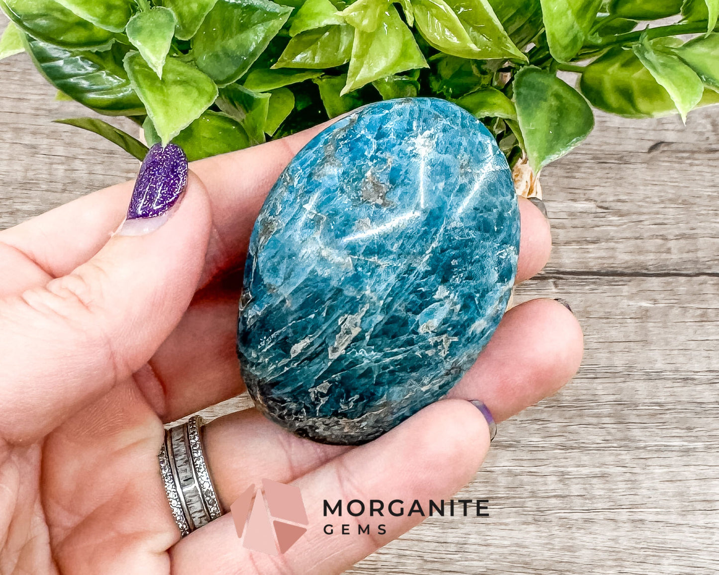 Blue Apatite Palm Stone – Crystal for Inspiration, Clarity, and Manifestation-Morganite Gems