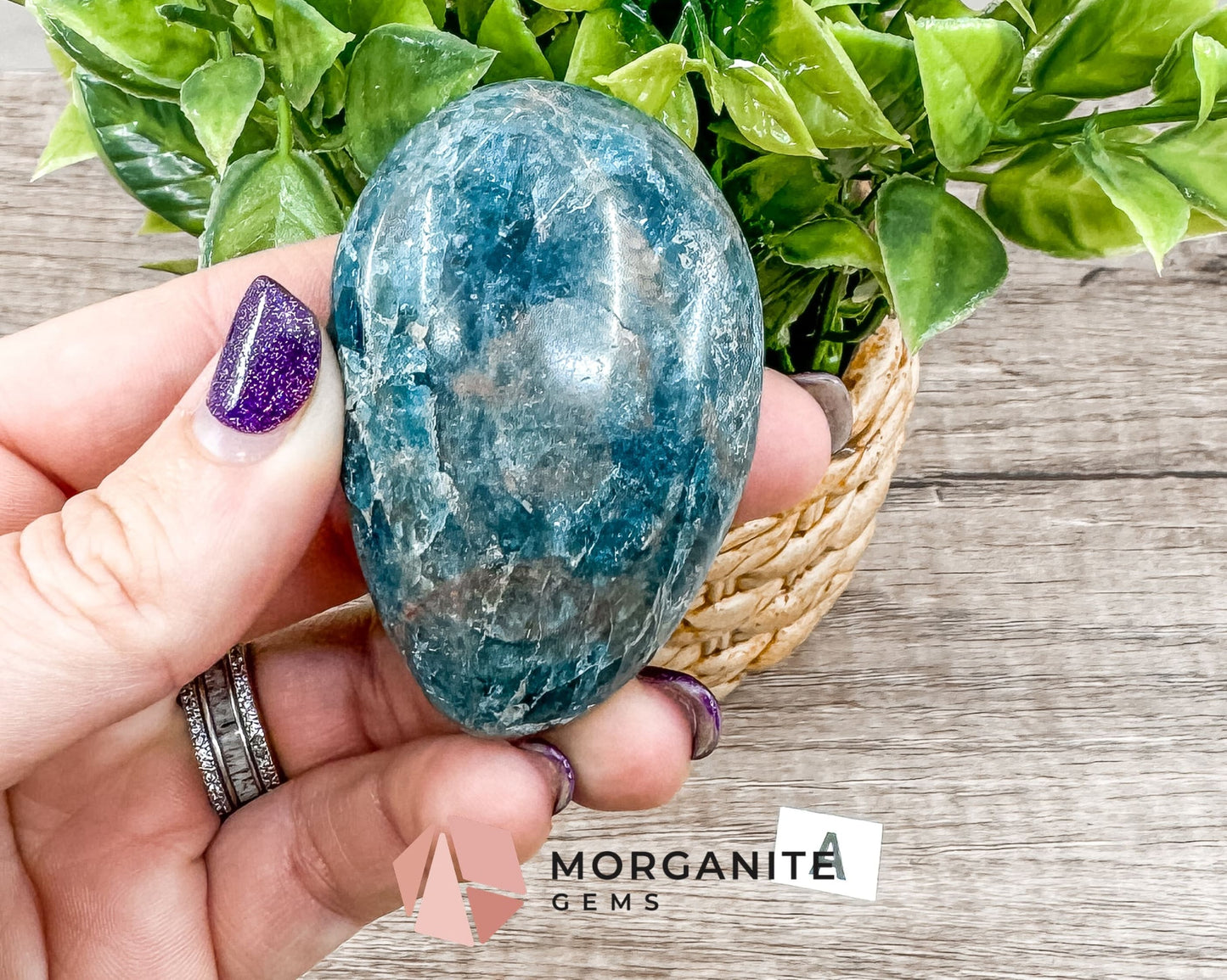 Blue Apatite Palm Stone – Crystal for Inspiration, Clarity, and Manifestation-Morganite Gems