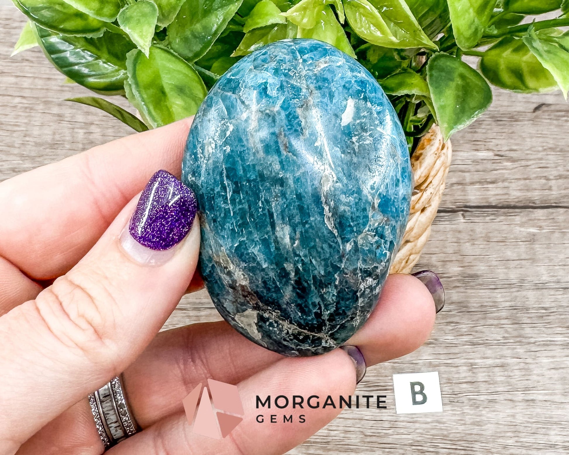 Blue Apatite Palm Stone – Crystal for Inspiration, Clarity, and Manifestation-Morganite Gems