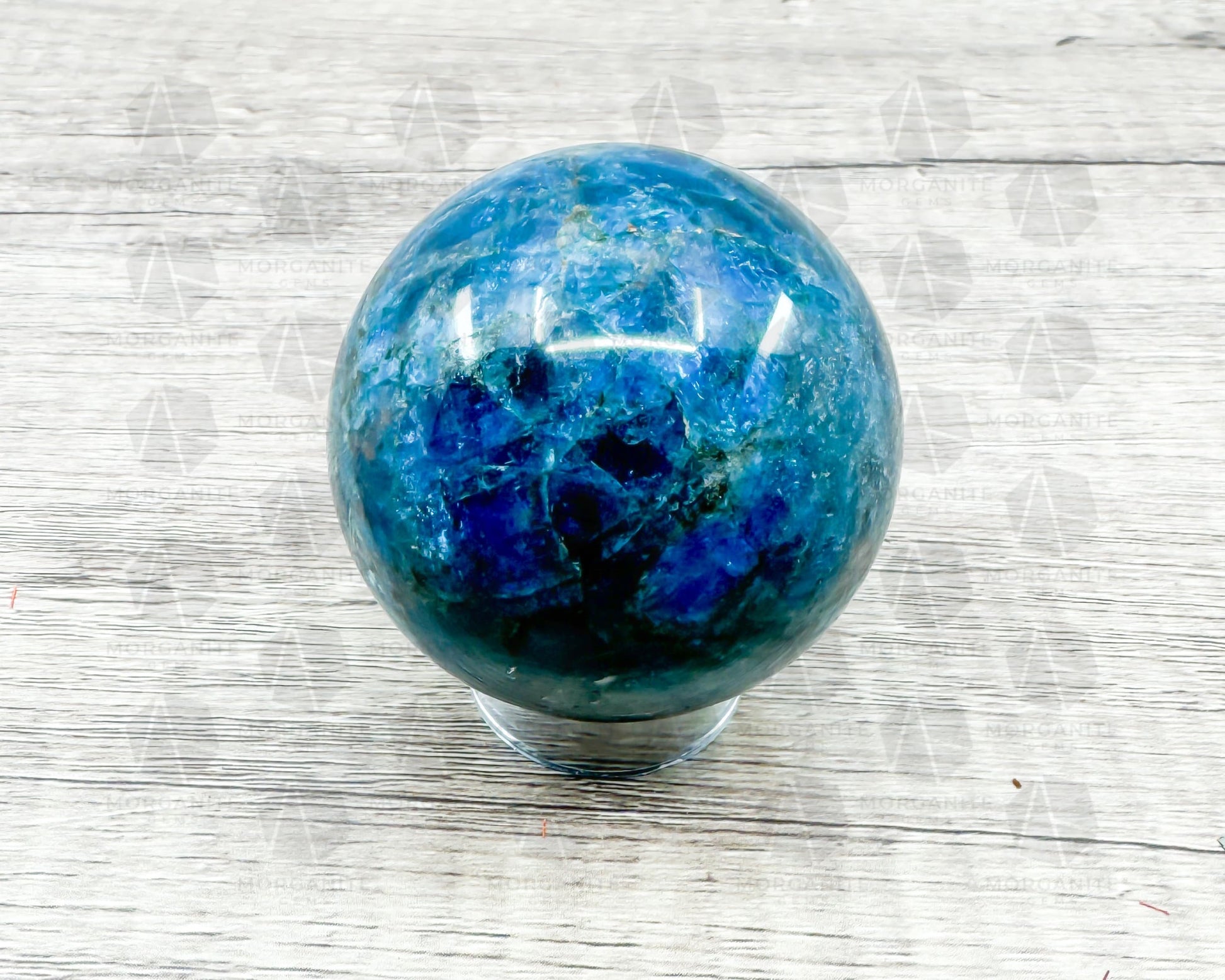 Blue Apatite Sphere – 2.25-Inch, 300g Crystal Ball for Clarity and Focus-Morganite Gems