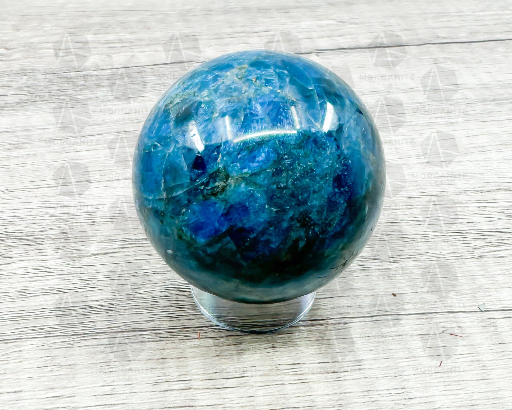 Blue Apatite Sphere – 2.25-Inch, 300g Crystal Ball for Clarity and Focus-Morganite Gems