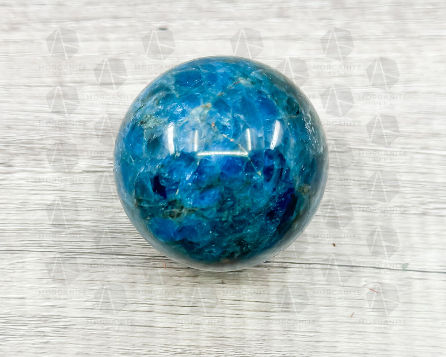 Blue Apatite Sphere – 2.25-Inch, 300g Crystal Ball for Clarity and Focus-Morganite Gems