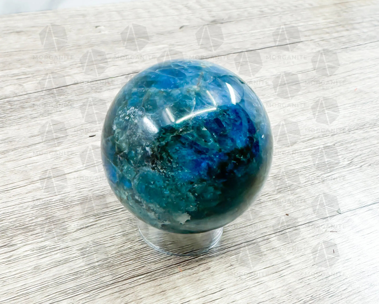 Blue Apatite Sphere – 2.25-Inch, 300g Crystal Ball for Clarity and Focus-Morganite Gems