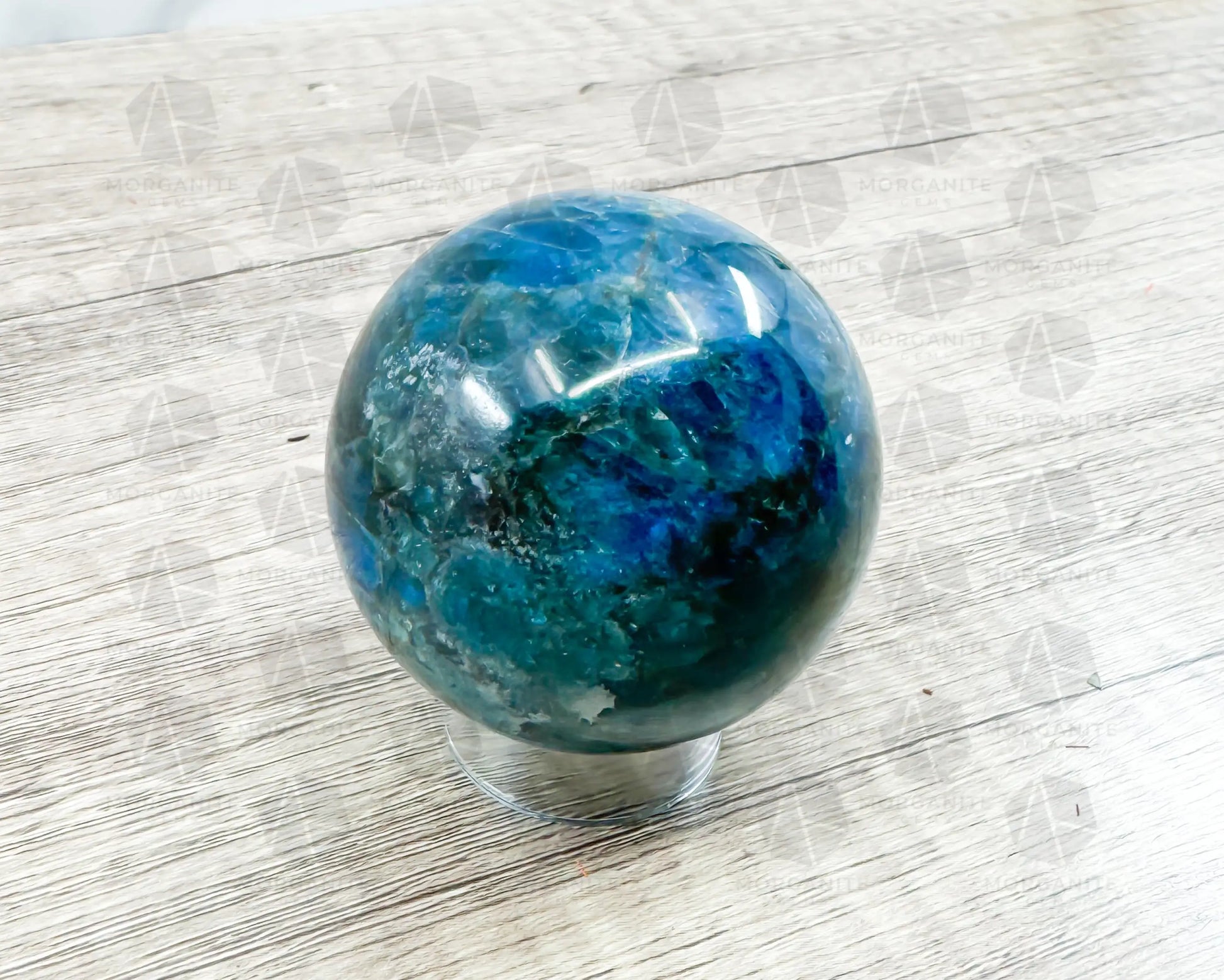 Blue Apatite Sphere – 2.25-Inch, 300g Crystal Ball for Clarity and Focus-Morganite Gems