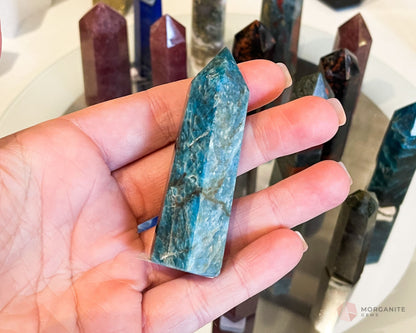 Blue Apatite Tower Obelisk-Morganite Gems