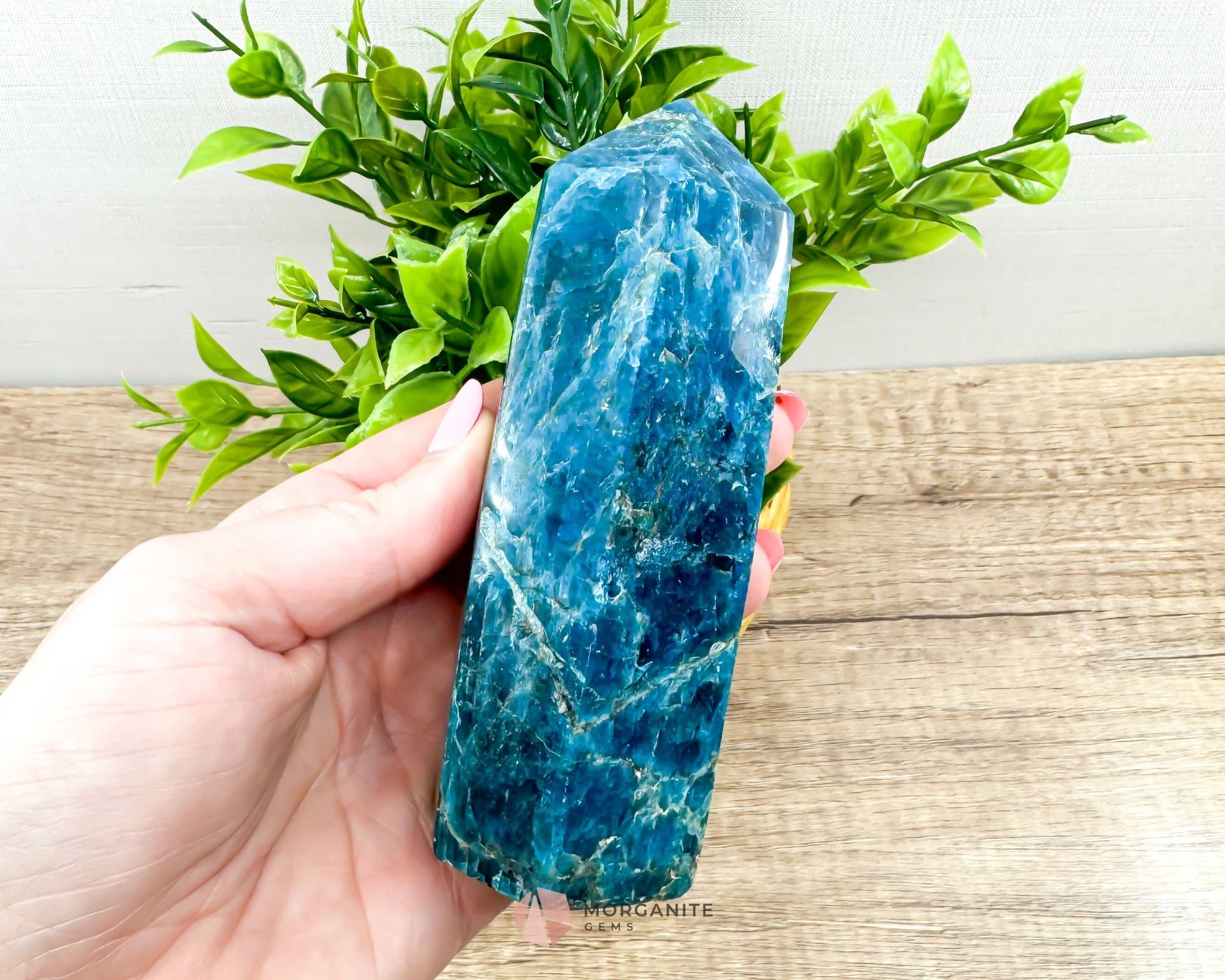 Blue Apatite Tower Obelisk-Morganite Gems