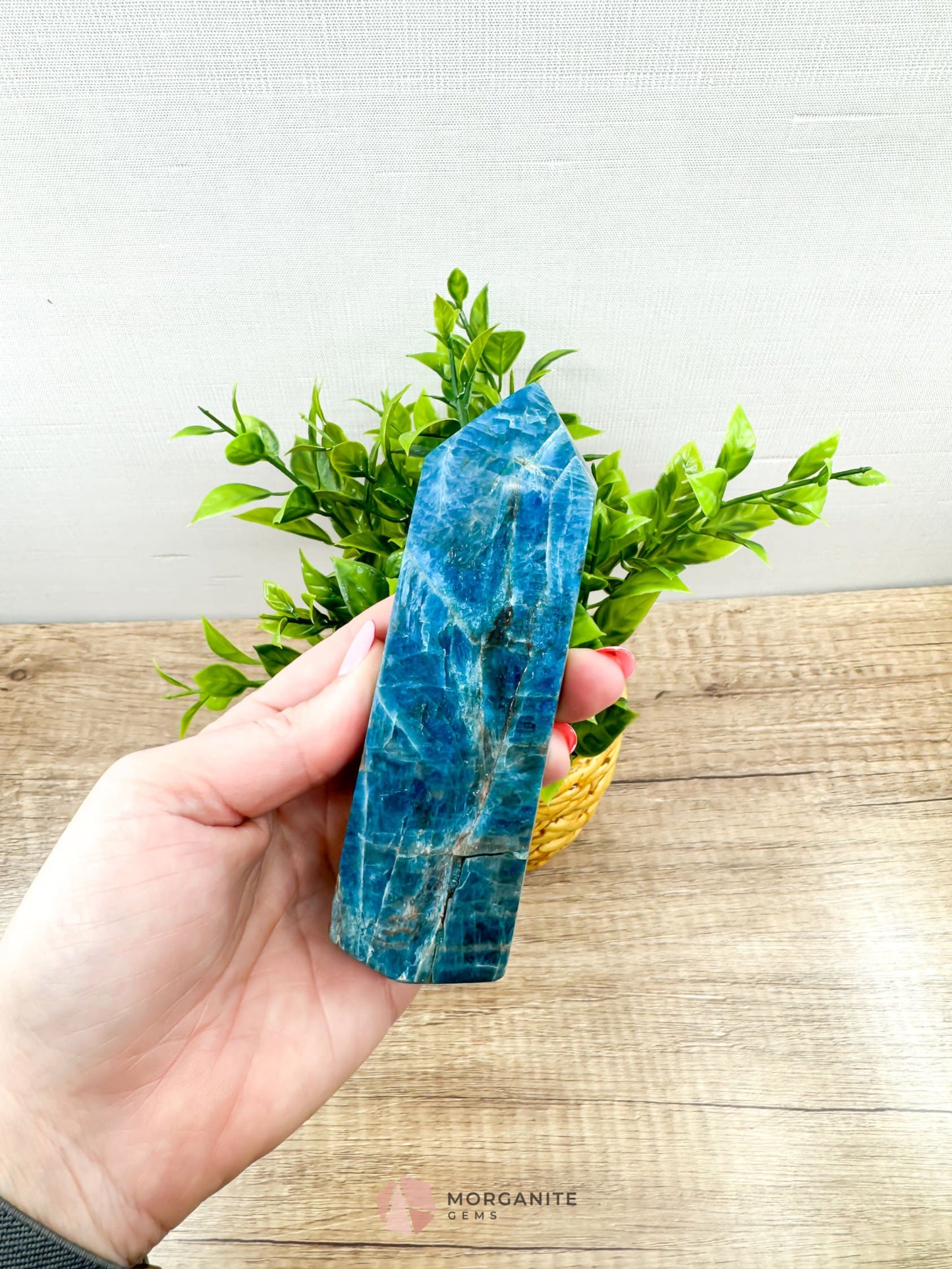 Blue Apatite Tower Obelisk-Morganite Gems