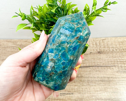 Blue Apatite Tower Obelisk-Morganite Gems