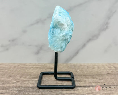 Blue Aragonite Specimen on Metal Stand – Calming and Soothing Crystal for Emotional Healing and Communication-Morganite Gems