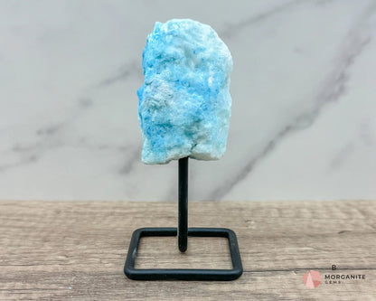 Blue Aragonite Specimen on Metal Stand – Calming and Soothing Crystal for Emotional Healing and Communication-Morganite Gems