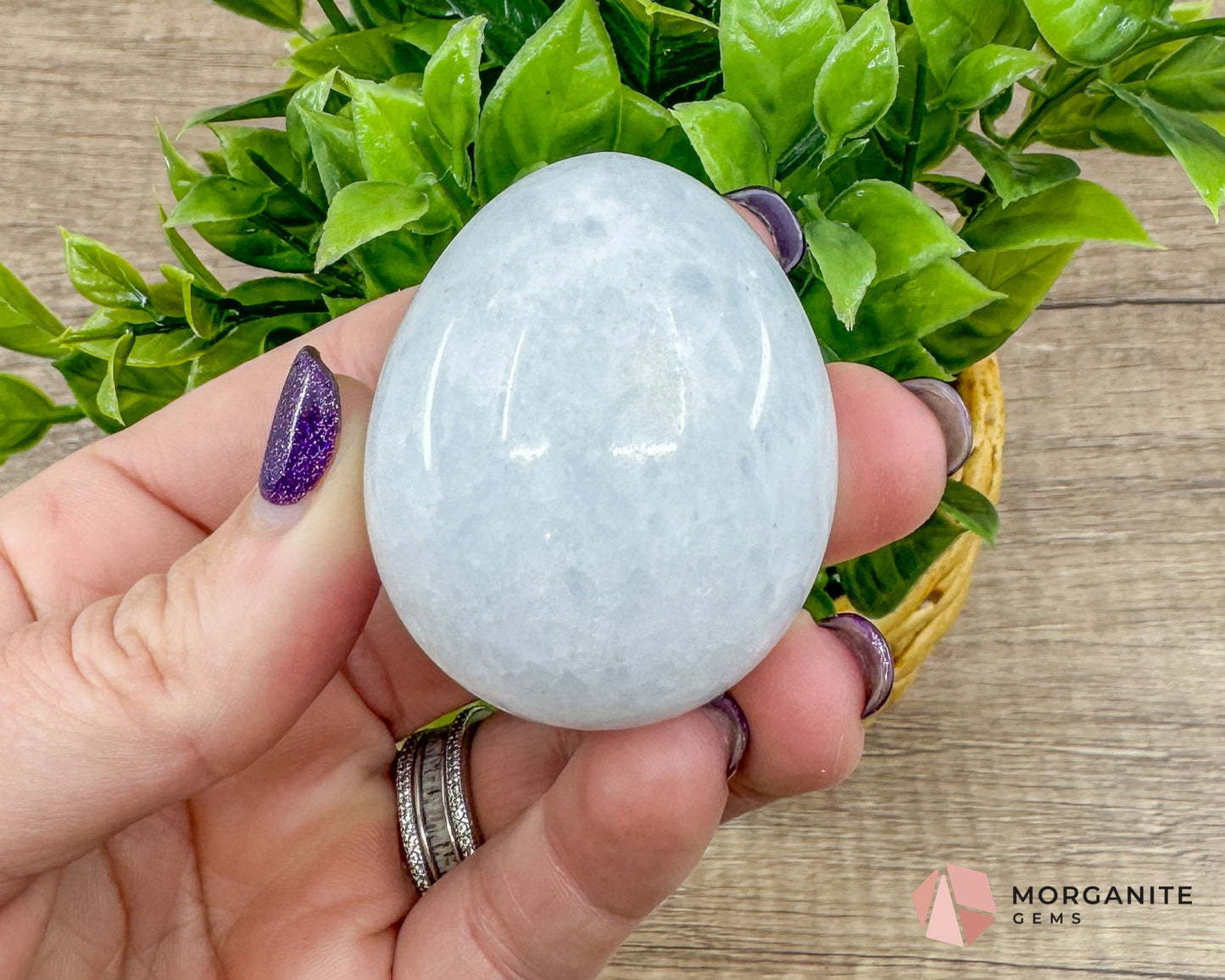 Blue Calcite Carved Egg – Calming Energy for Healing and Balance-Morganite Gems