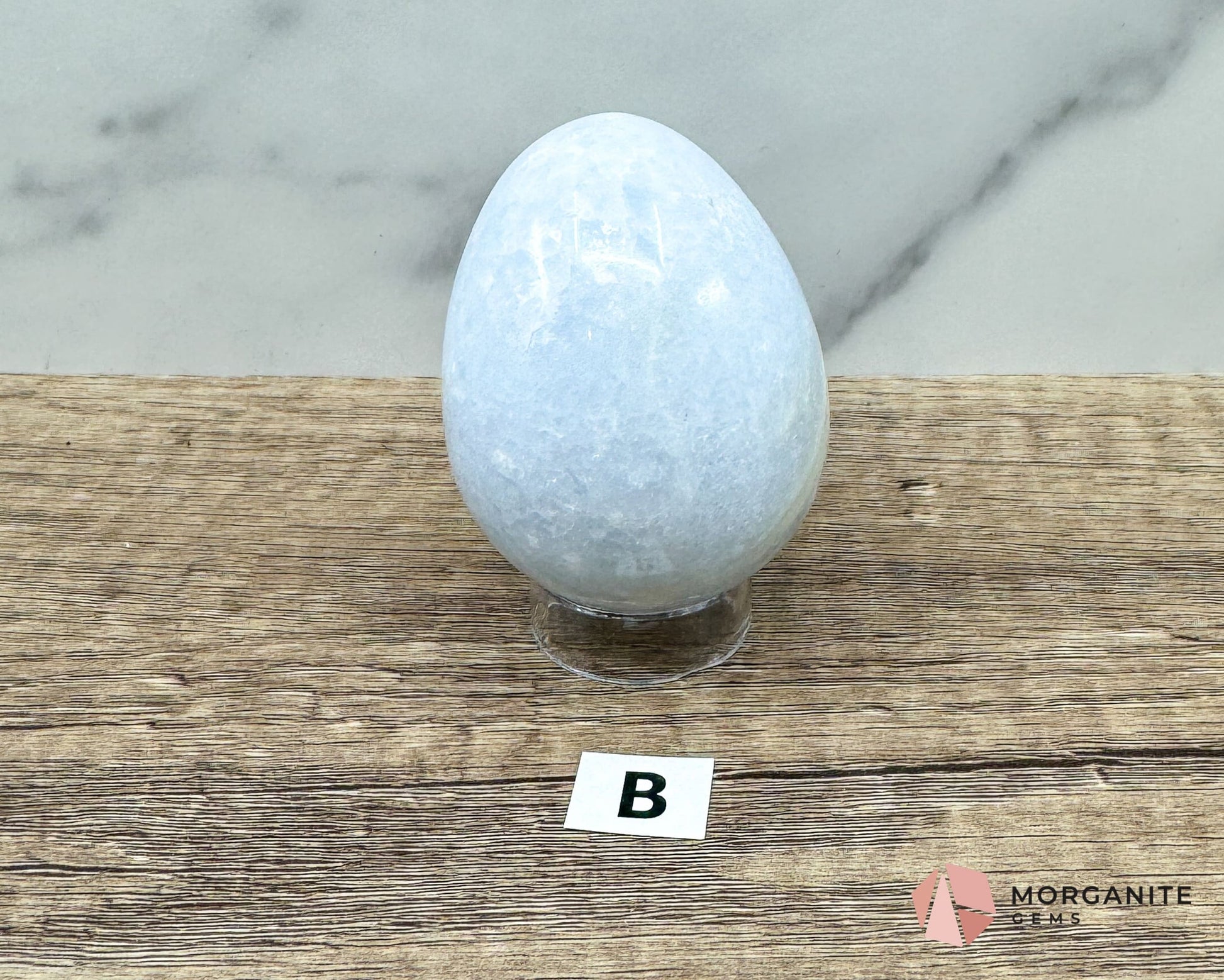 Blue Calcite Carved Egg – Calming Energy for Healing and Balance-Morganite Gems