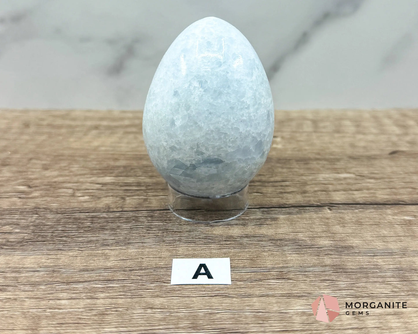 Blue Calcite Carved Egg – Calming Energy for Healing and Balance-Morganite Gems