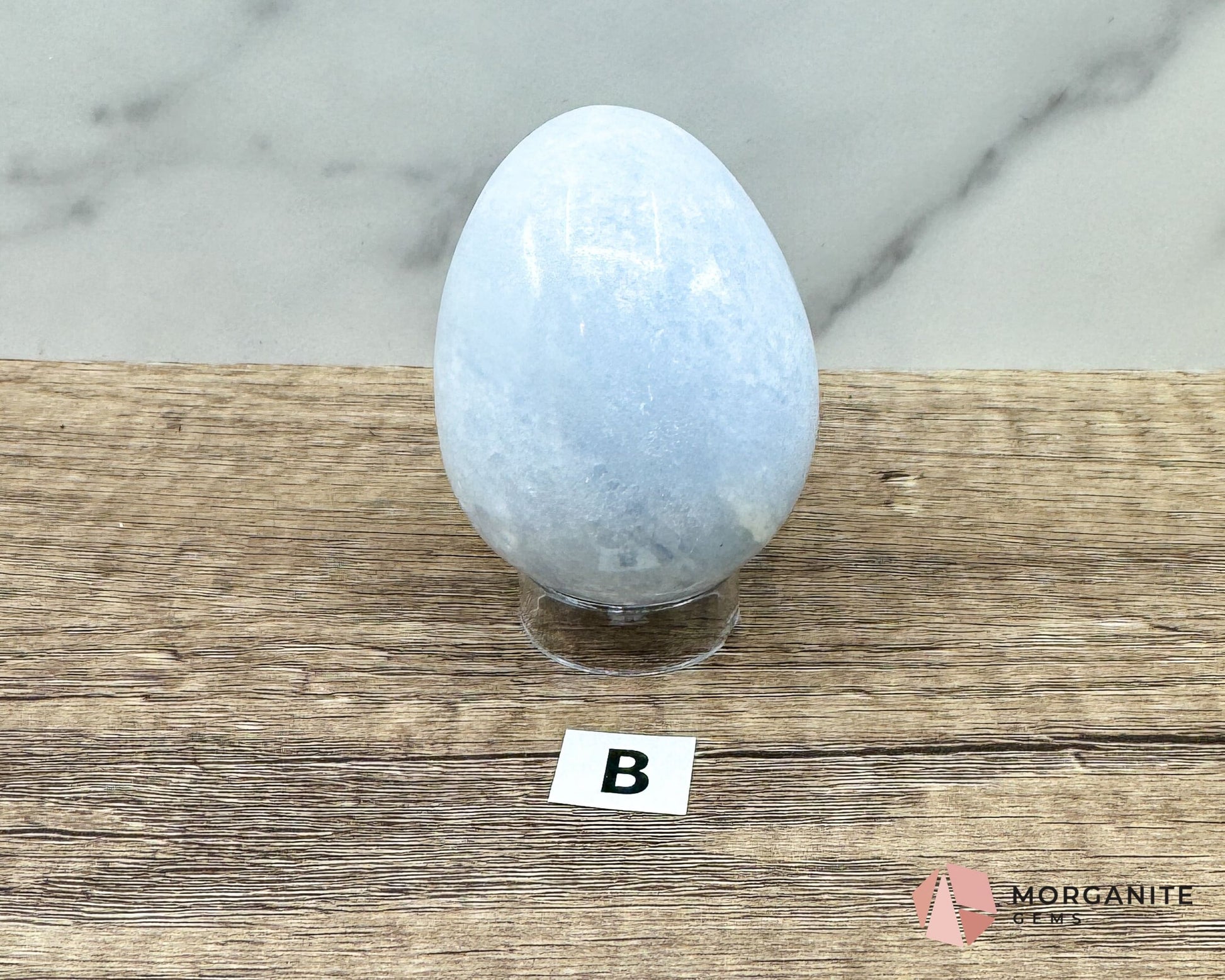 Blue Calcite Carved Egg – Calming Energy for Healing and Balance-Morganite Gems