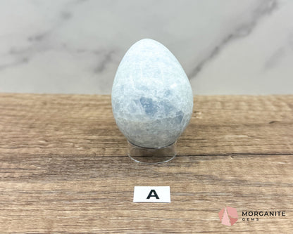 Blue Calcite Carved Egg – Calming Energy for Healing and Balance-Morganite Gems