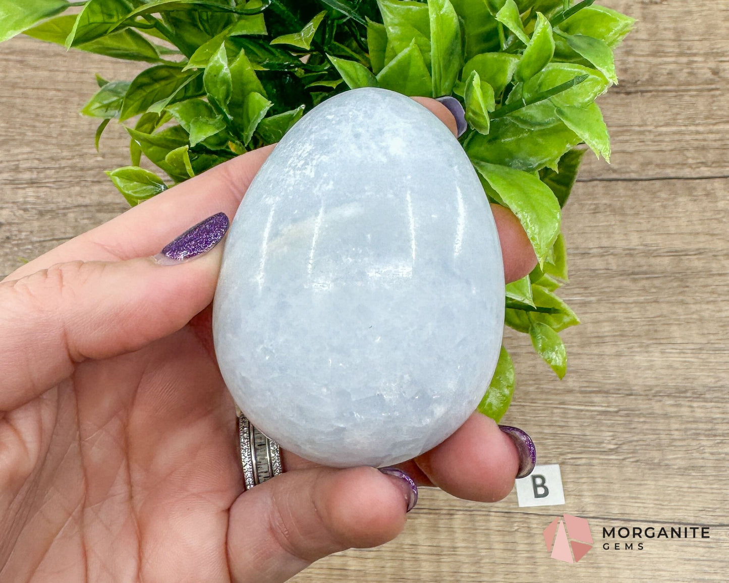 Blue Calcite Carved Egg – Calming Energy for Healing and Balance-Morganite Gems