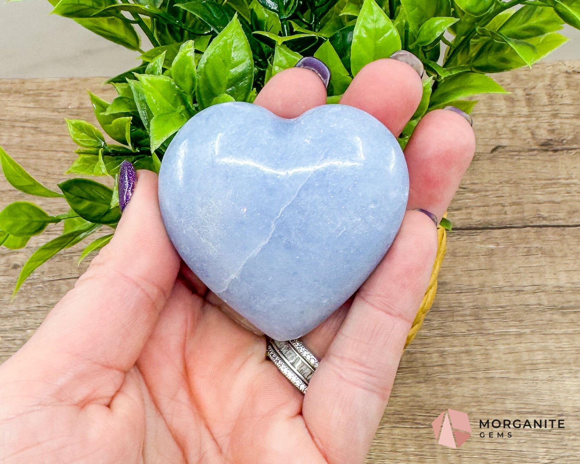 Blue Calcite Heart – Soothing Energy for Peace & Healing-Morganite Gems